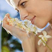 Woman with flowers.