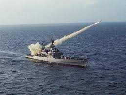 USS Bainbridge firing a Harpoon 
