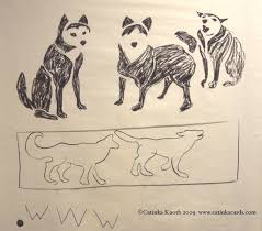 Kids Husky drawings and papercut 